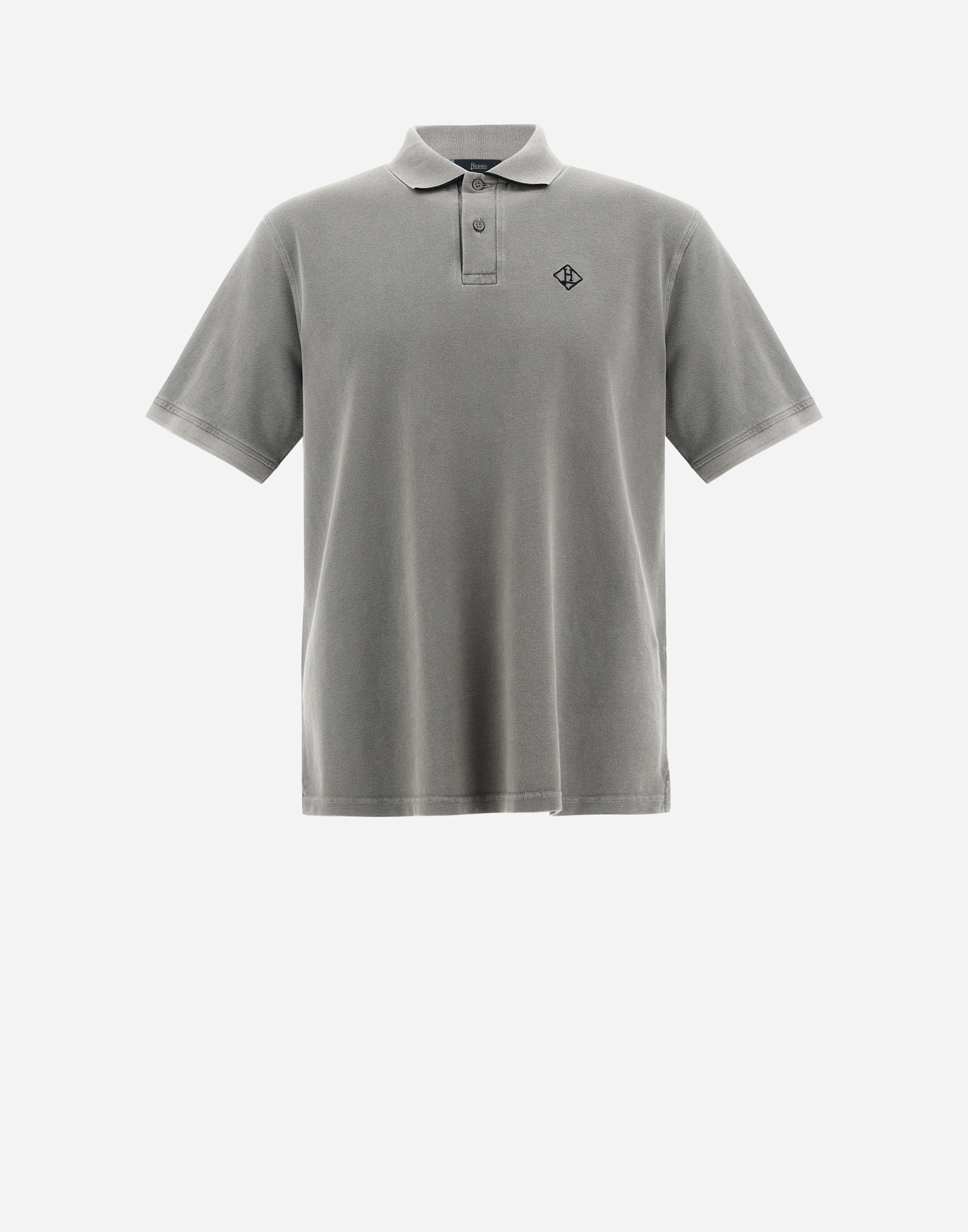 Shop Herno Pigment Dye Pique' Polo Shirt In Grey