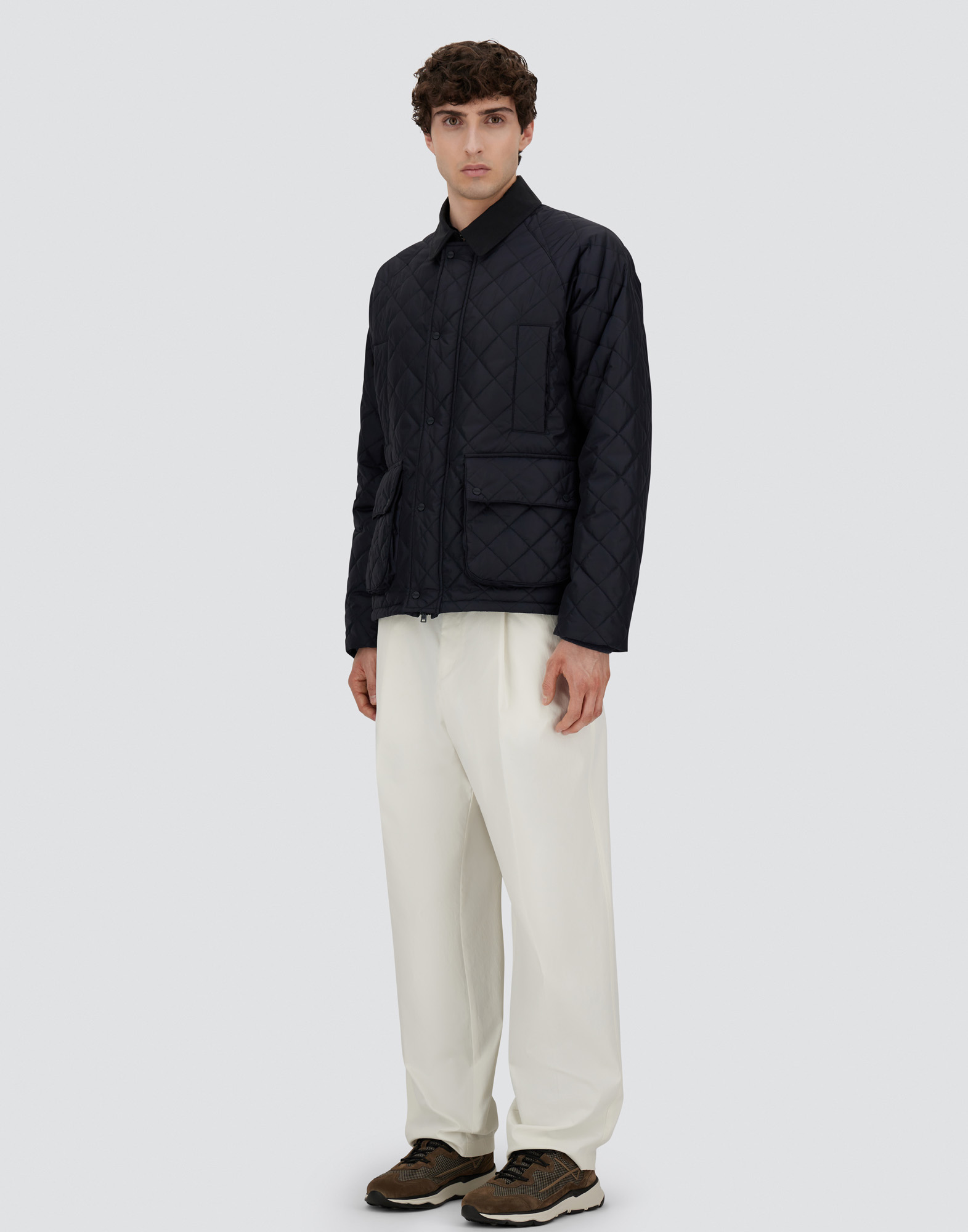 Herno Jacket In Nylon Chamonix And Waxed Tech Cotton In Blue