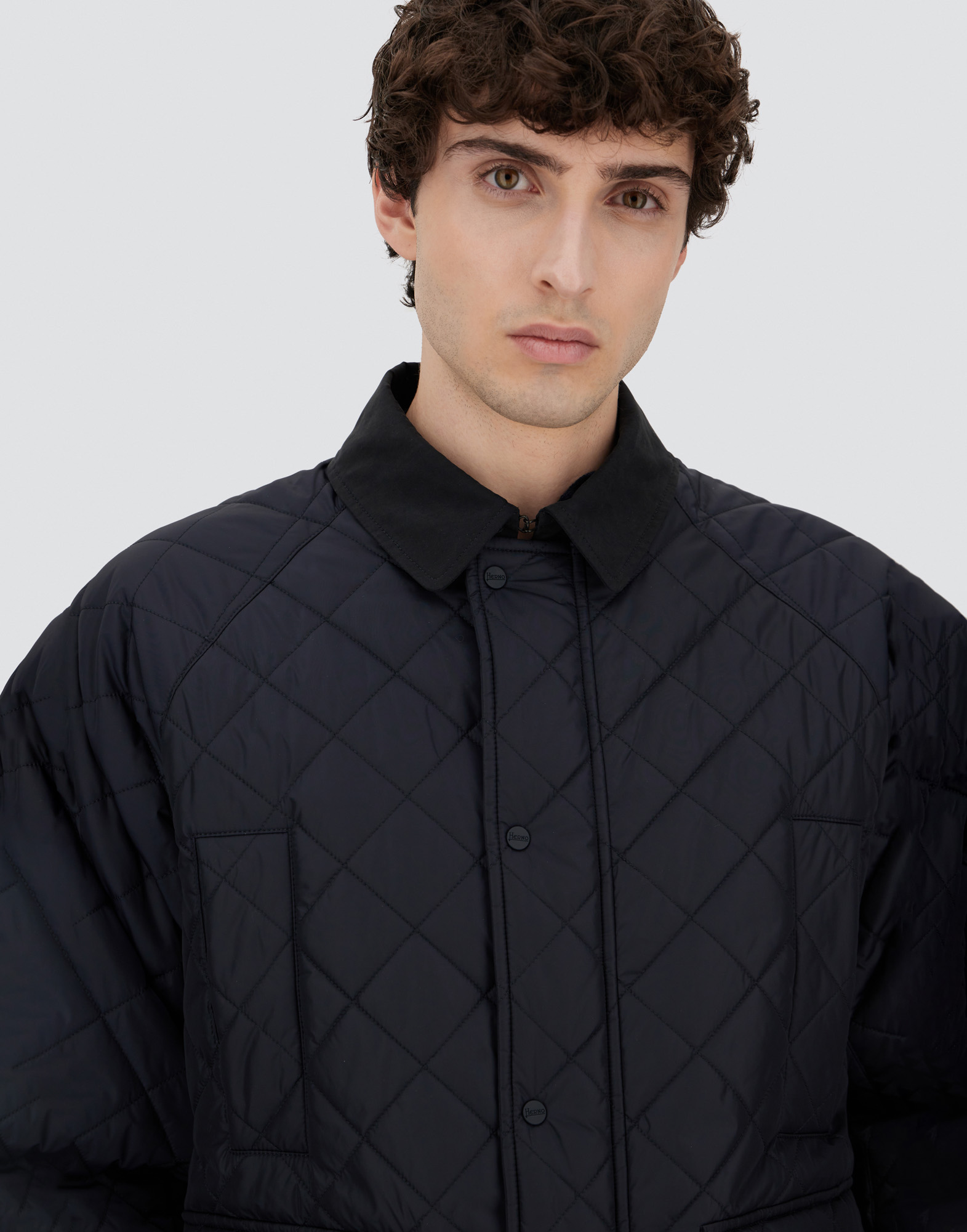 Herno Jacket In Nylon Chamonix And Waxed Tech Cotton In Blue