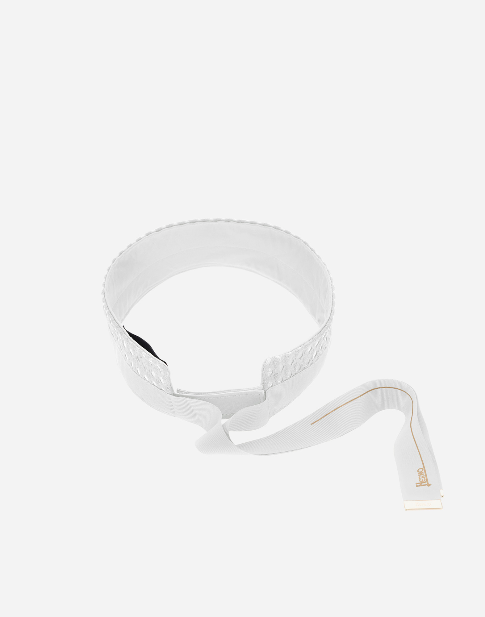 Shop Herno Coated Lace And Grosgrain Visor In White
