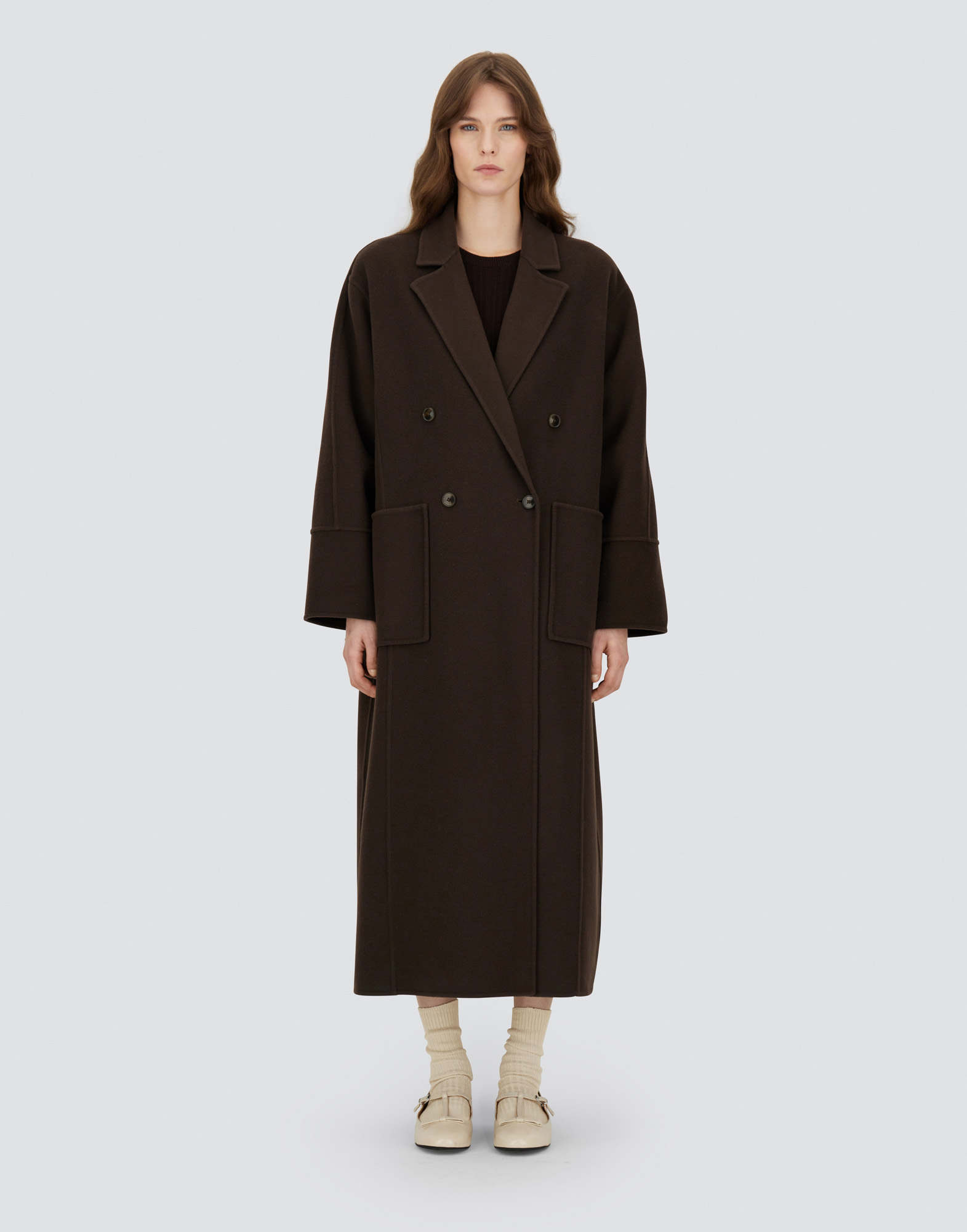 Herno Double-breasted Patch-pocket Coat In Brown