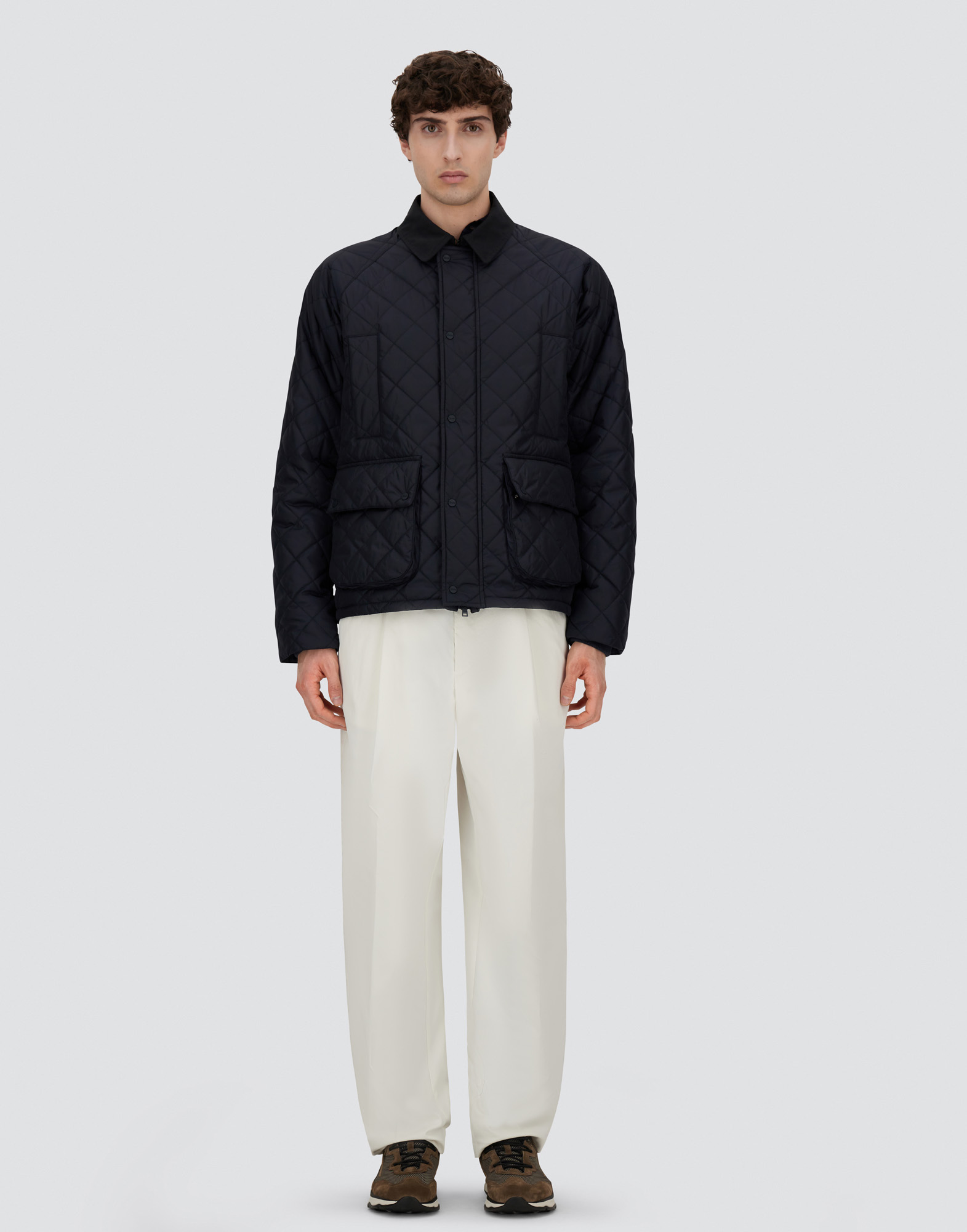 Herno Jacket In Nylon Chamonix And Waxed Tech Cotton In Blue