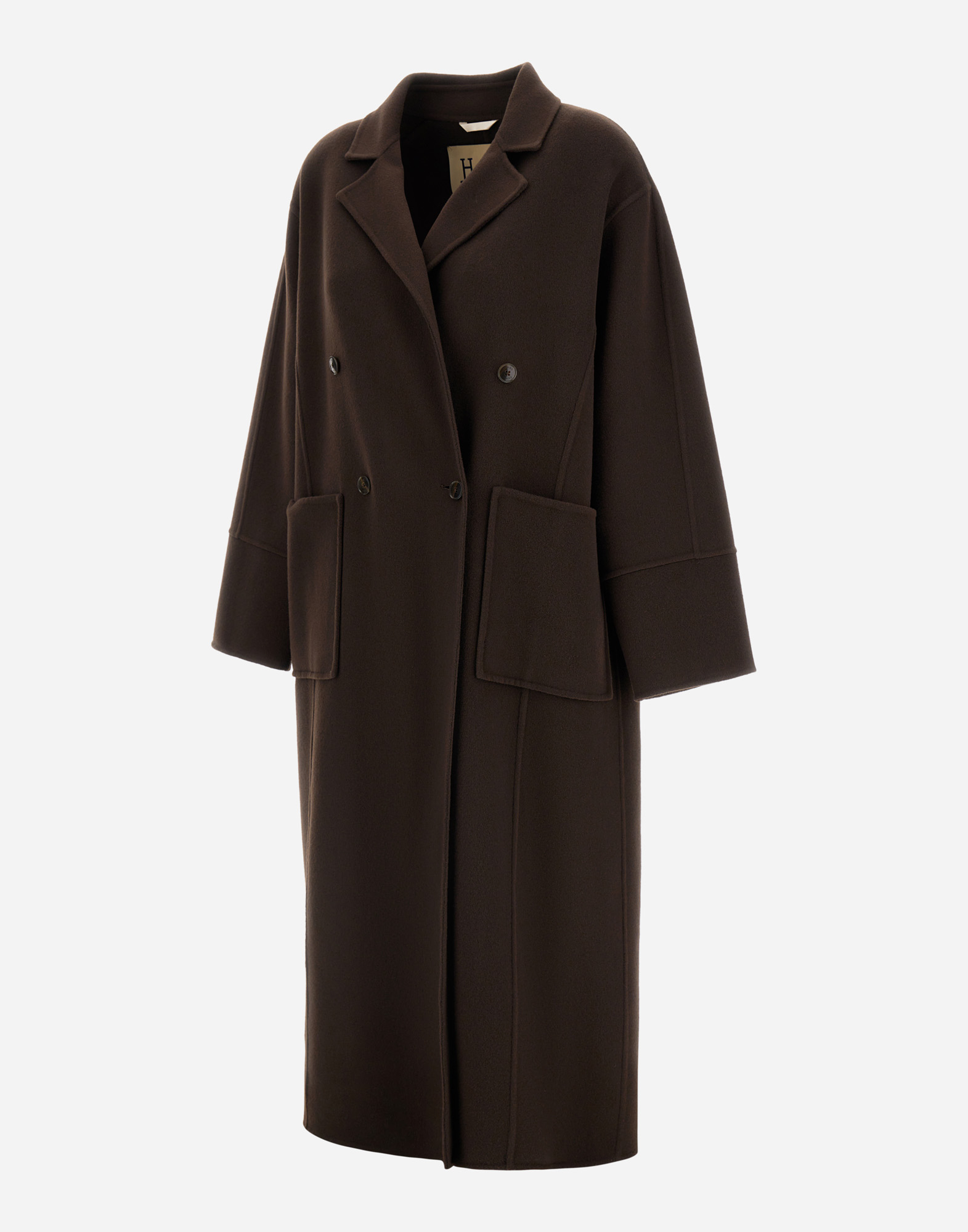 Herno Double-breasted Patch-pocket Coat In Brown