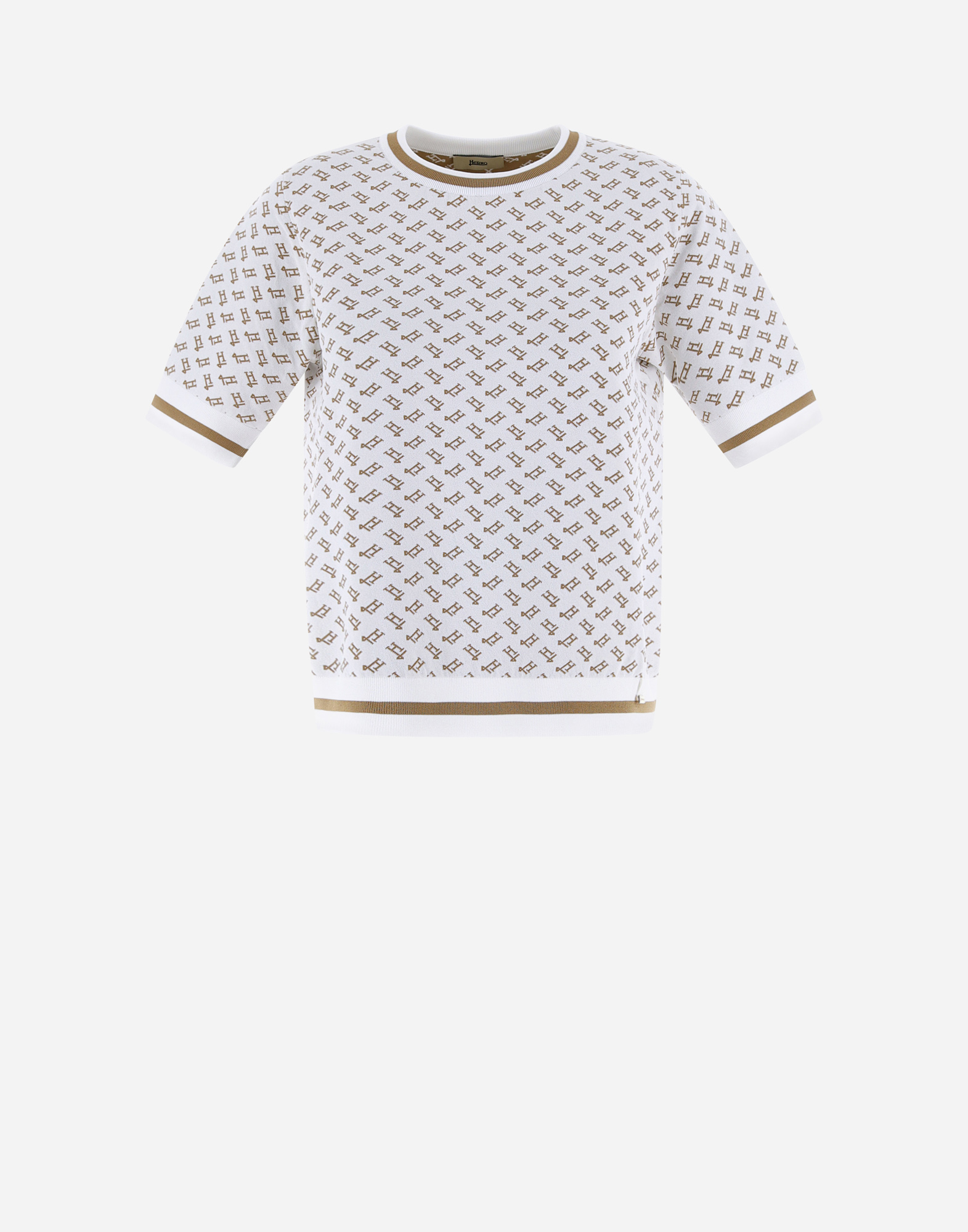 Shop Herno Endless Viscose Monogram Tシャツ In White