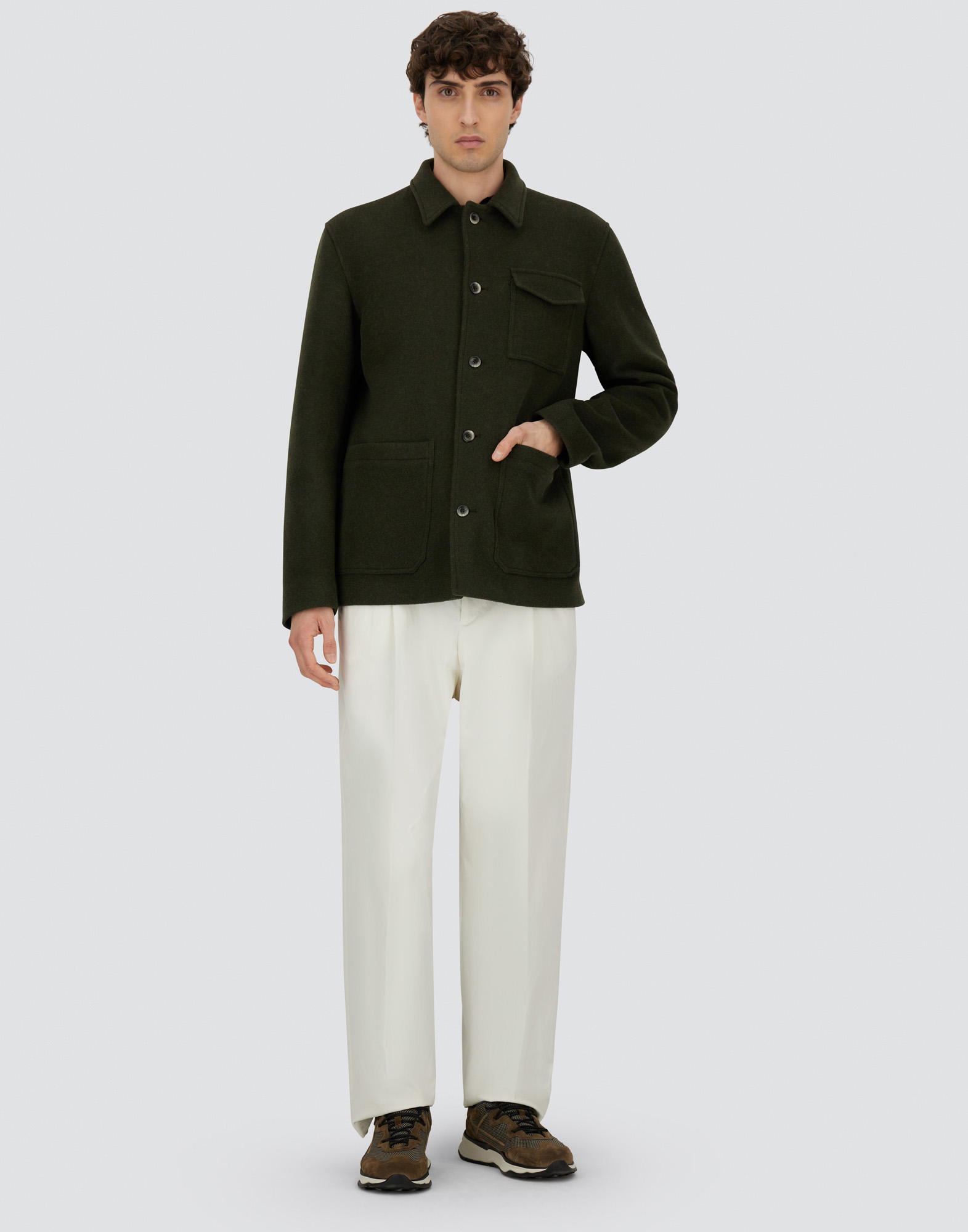 Herno Casual Jacket With Chest Pocket And Collared Design In Green