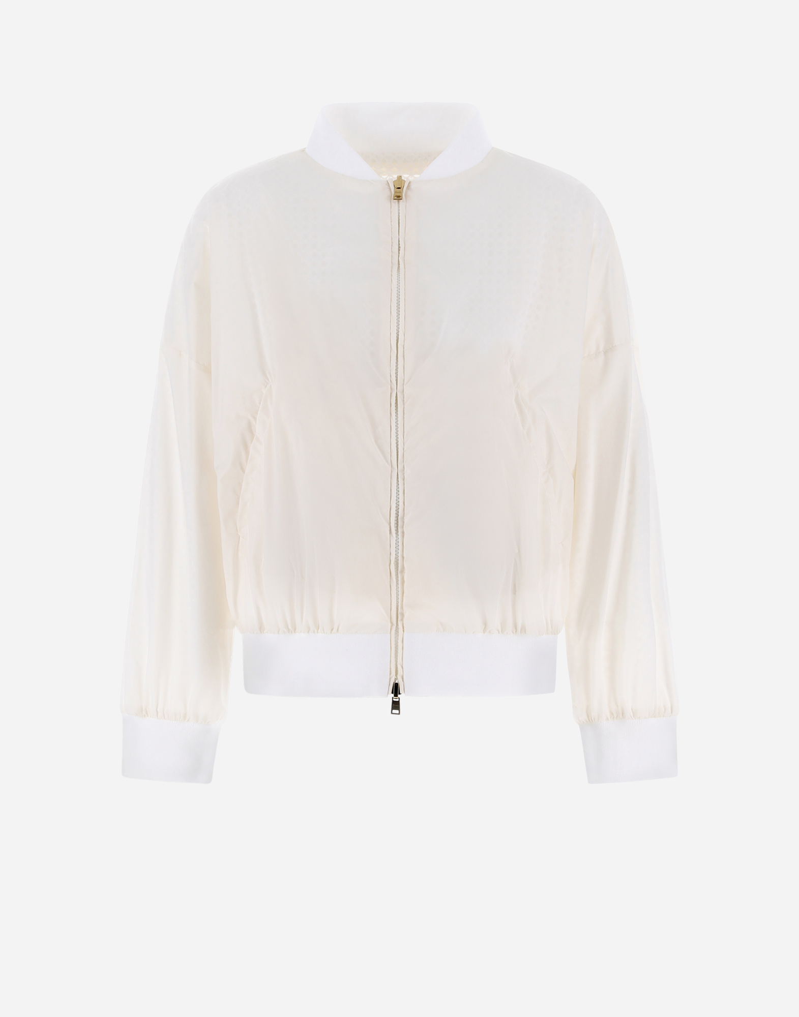 Shop Herno Spring Lace And Ecoage Bomber Jacket In White