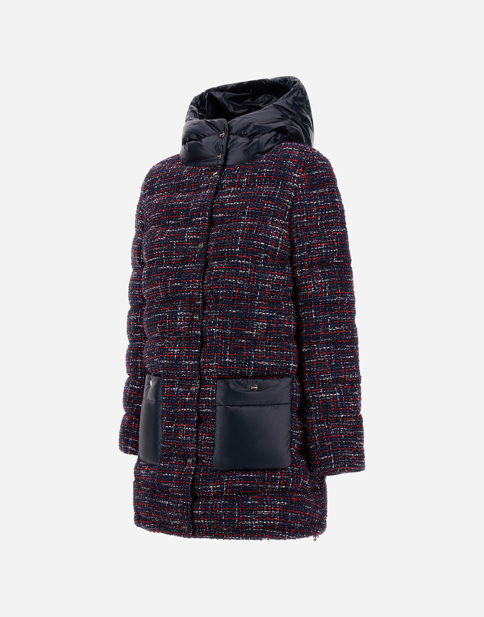 Herno Parka In Operated Tweed And Nylon Ultralight In Multi