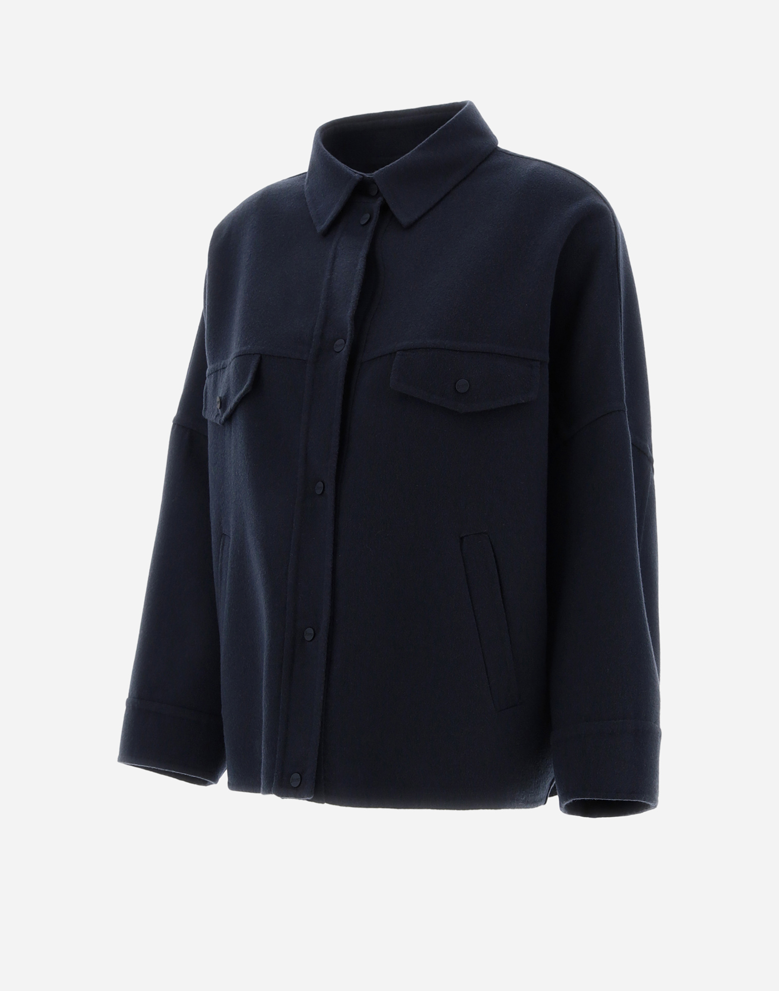 Shop Herno ダブルレイヤーウール ジャケット In Navy Blue