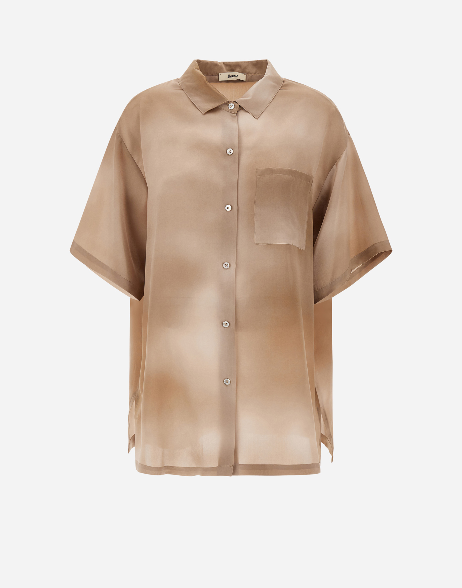 Herno Cloud Silk Short-sleeved Shirt In Sand