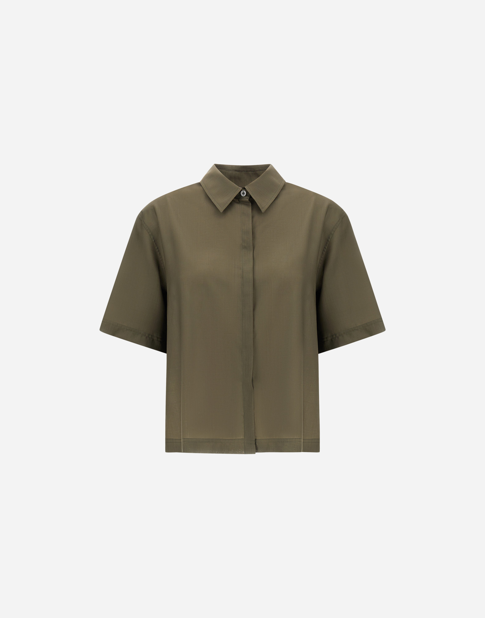 Herno Short-sleeved Shirt In Tropical Wool In Green
