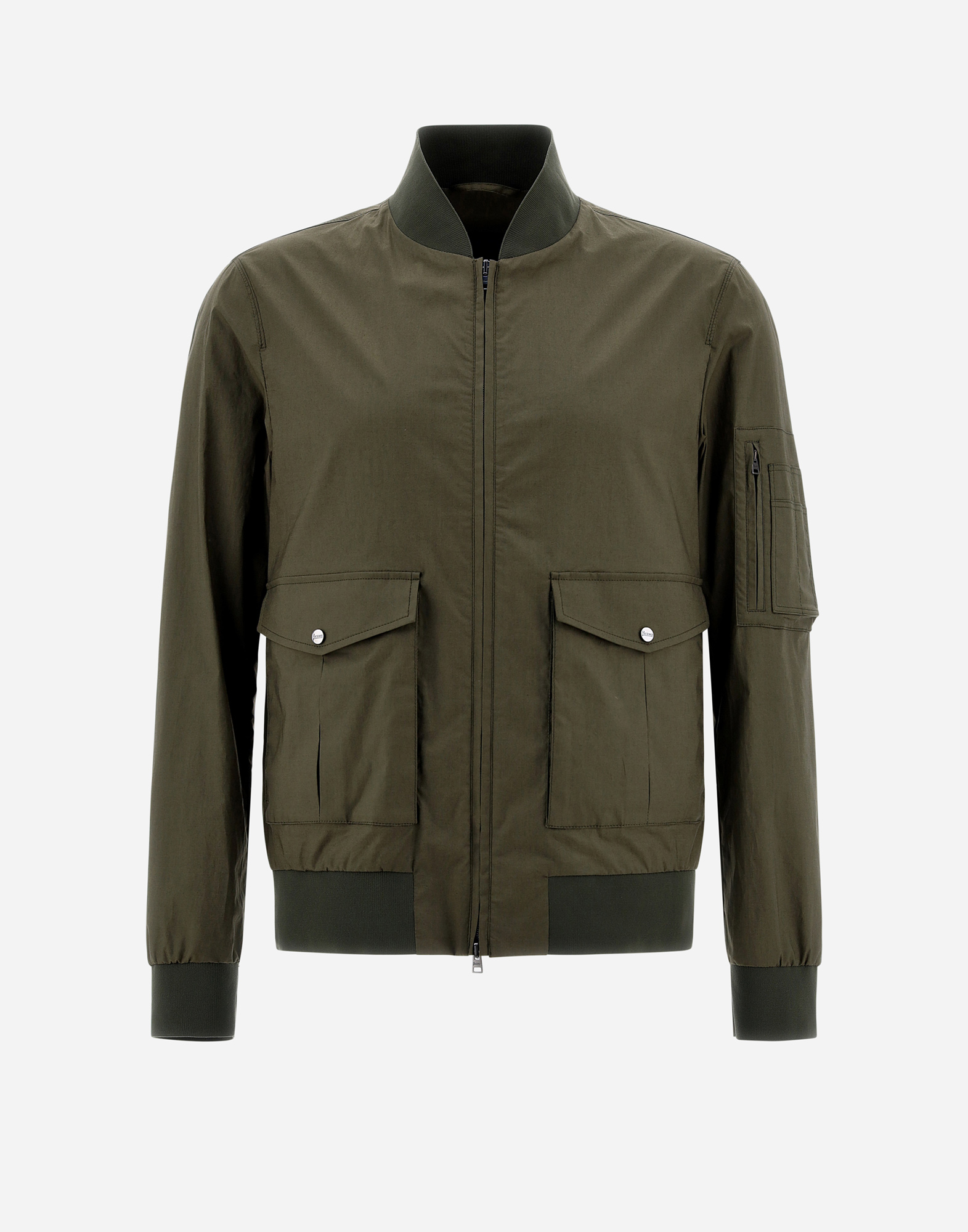 Shop Herno Bomber Jacket In Light Cotton Stretch In Light Military