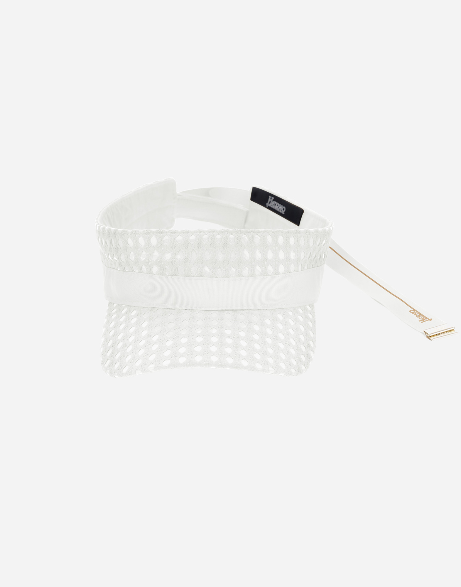 Shop Herno Coated Lace And Grosgrain Visor In White