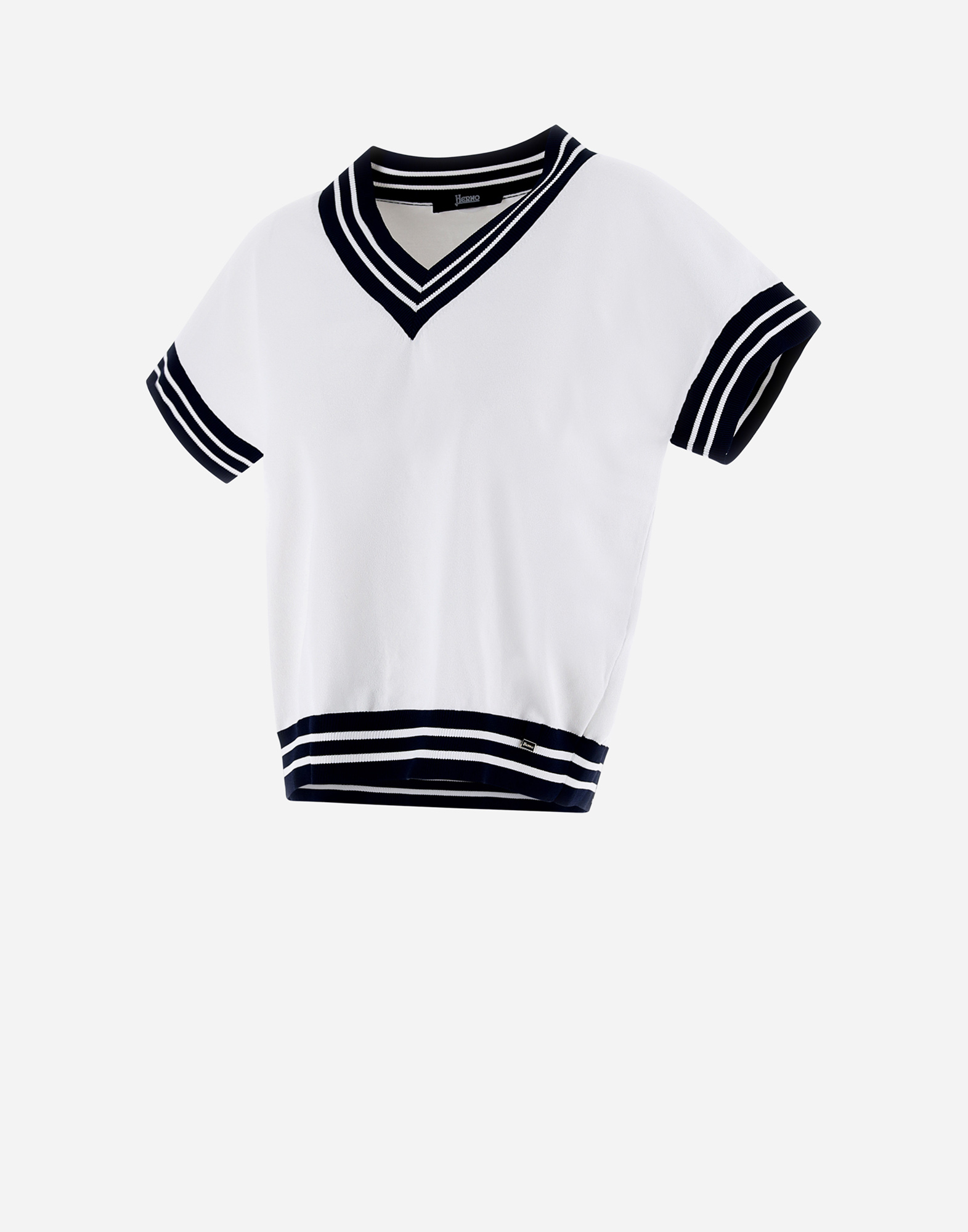Shop Herno Endless Viscose Stripes Sweater In White