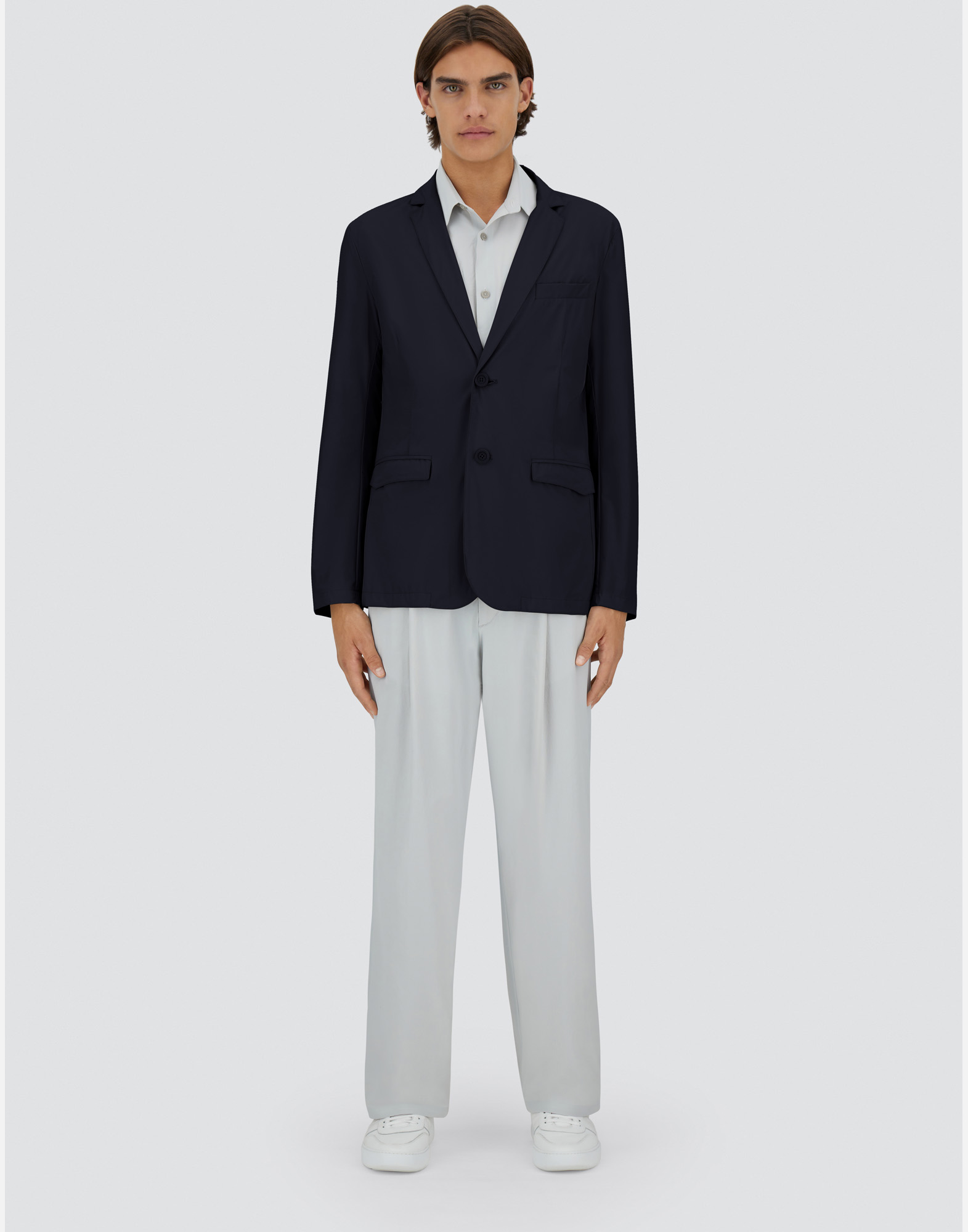 Herno Light Matt Blazer In Blue