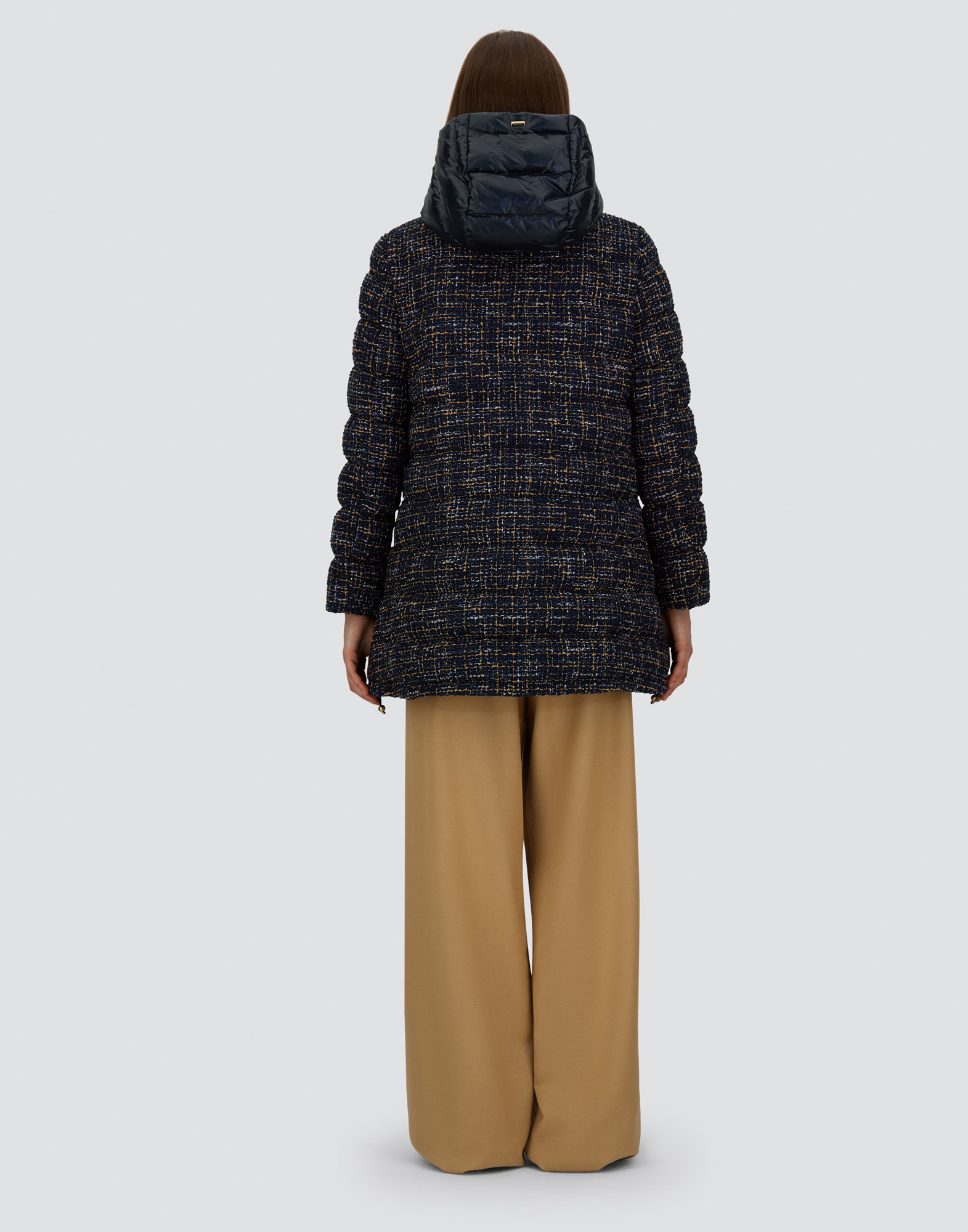 Herno Parka In Operated Tweed And Nylon Ultralight In Multi